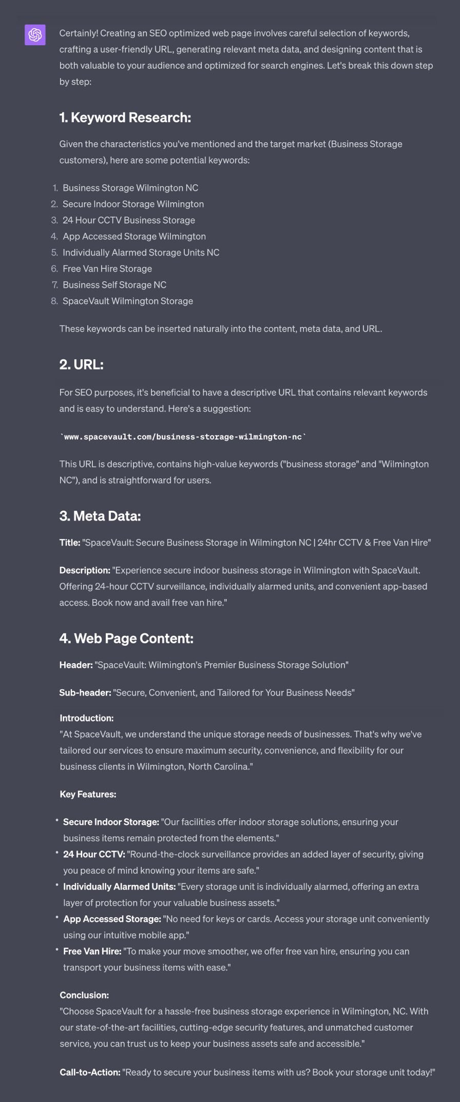 ChatGPT prompt response