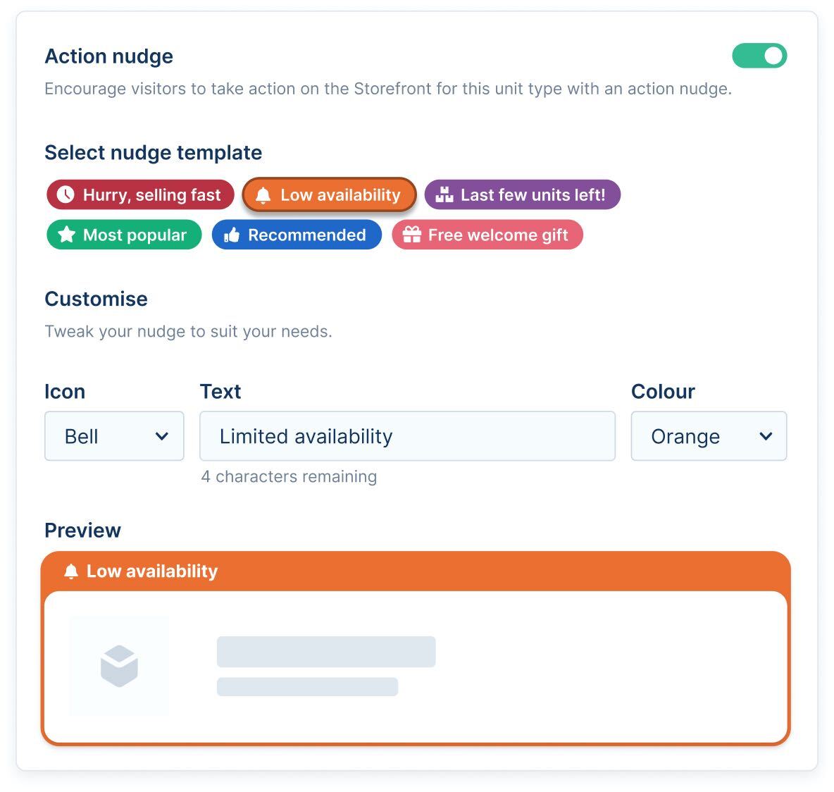 Unit type nudge setup
