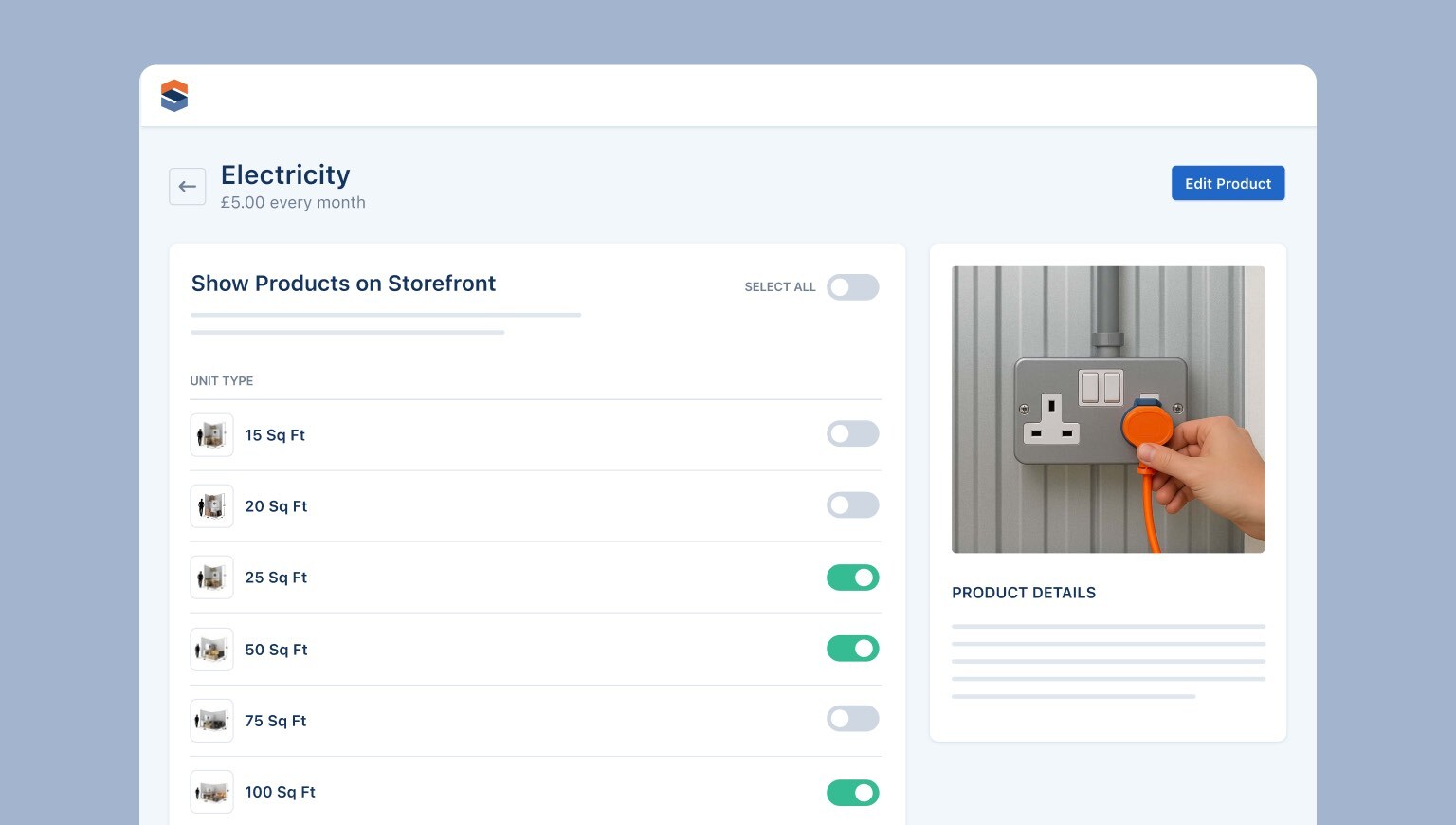 Products on Unit Type