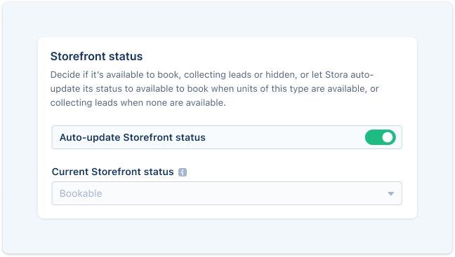 Setting storage unit availability