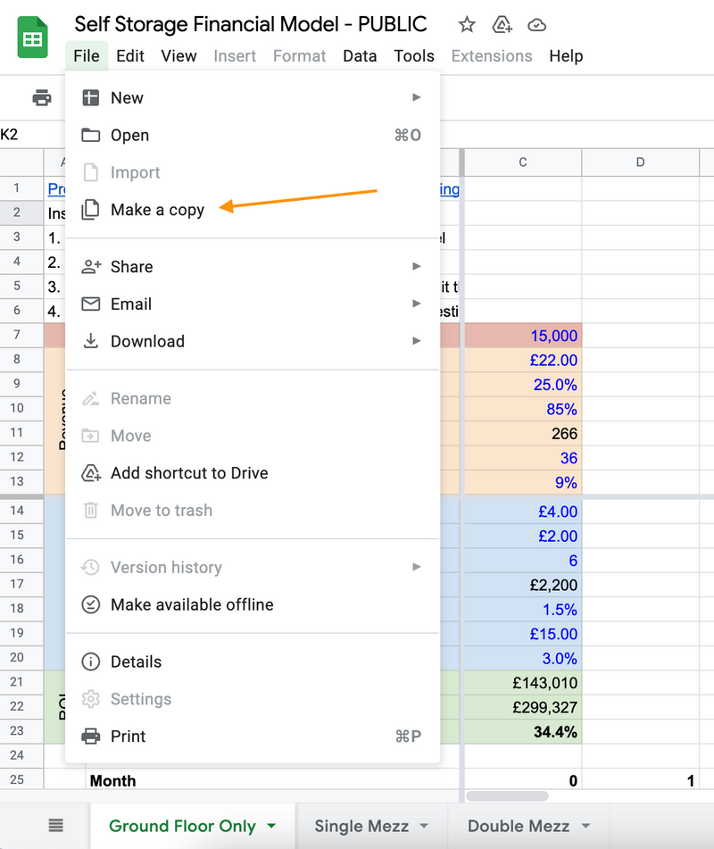Stora - FREE self storage financial model