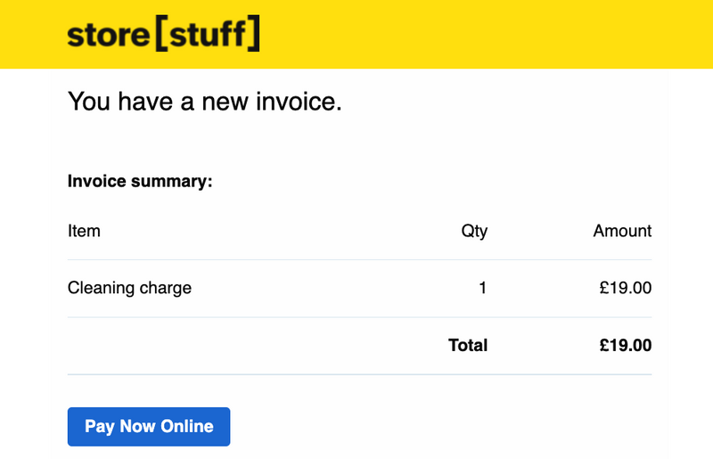 Stora - one-off invoice email